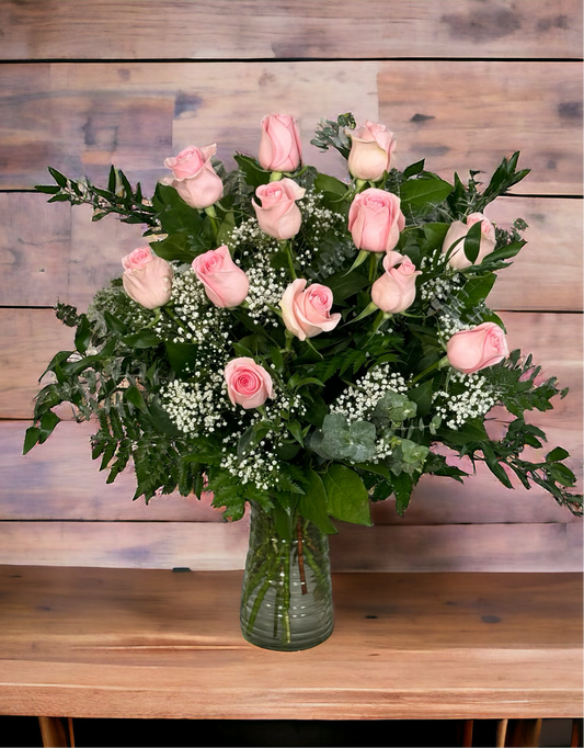 Dozen Pink Roses