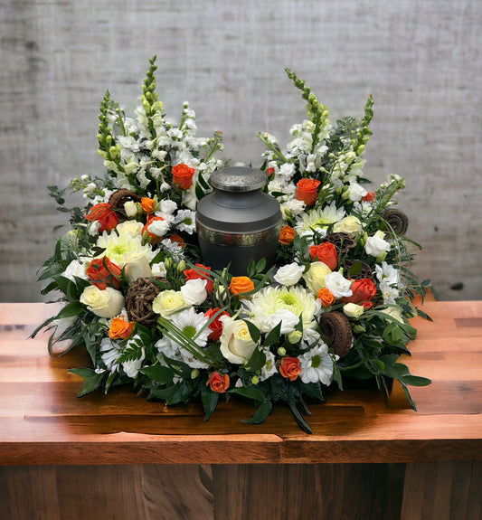 Peaches and Cream Urn Wreath