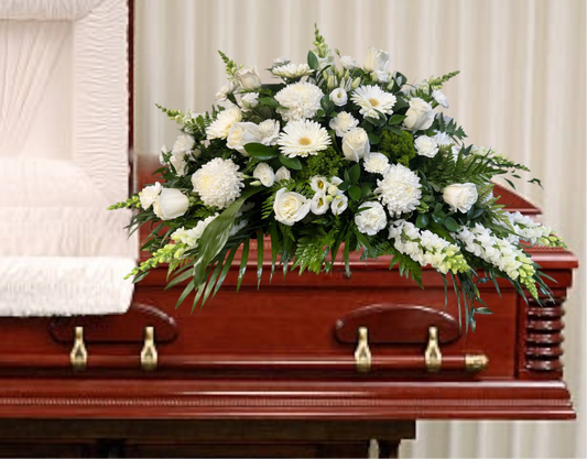 White Clouds Casket Spray