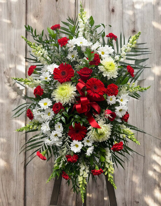 Red & White Standing Spray